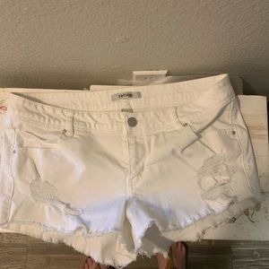 White denim shorts